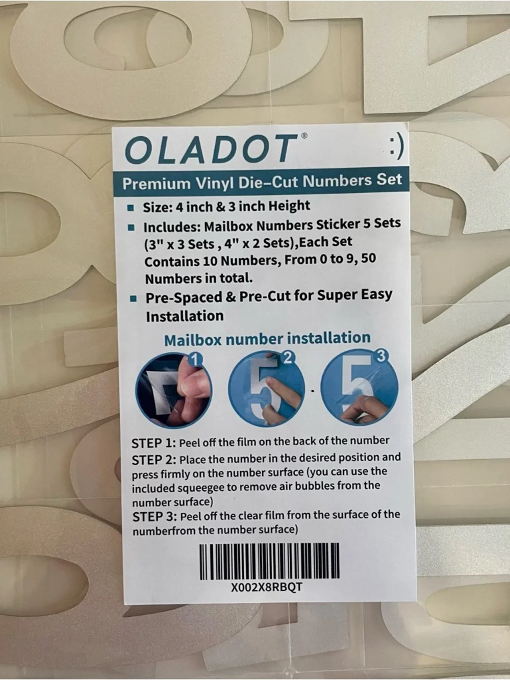 New Premium Vinyl Die-Cut Numbers Set — White